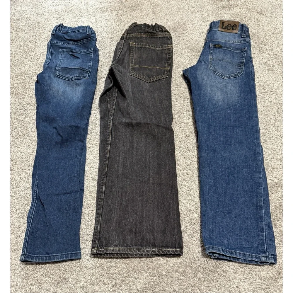 Lot of 3 Youth Boy's  Skinny Cat & Jack, Old Navy Boot Cut LEE MVP Jeans Size 10